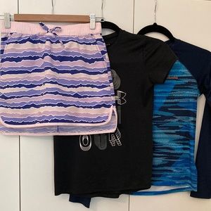 Bundle of 3 under armour Columbia tee skirt/skort tops